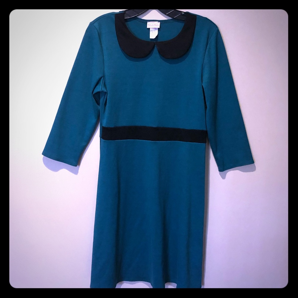 Retro Teal Dress with Peter Pan Collar
